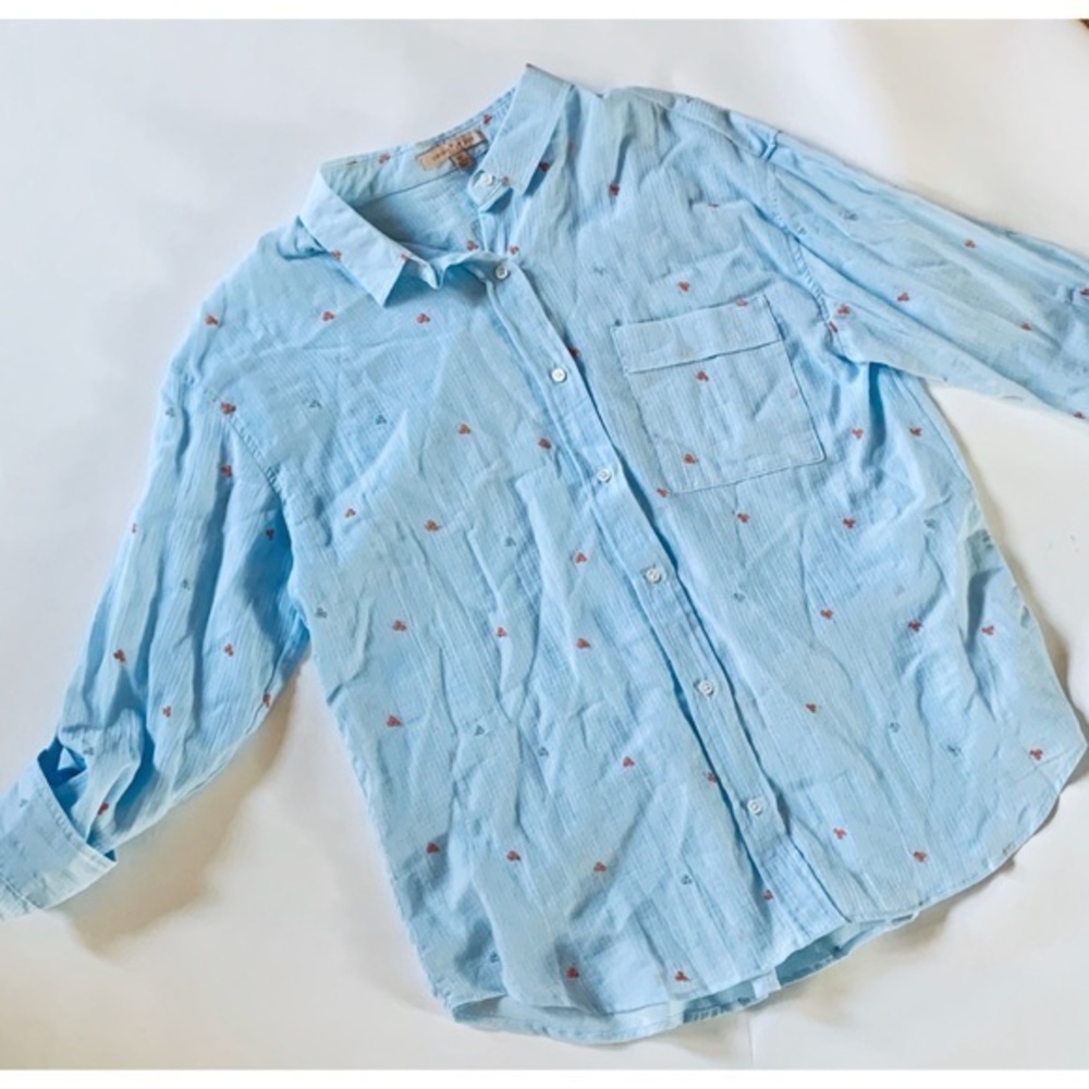 GIBSON LATIMER Blue Embroidered Button Down-M